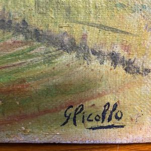 Giacomo Picollo: dipinto ad olio, paesaggio - Dettaglio della firma