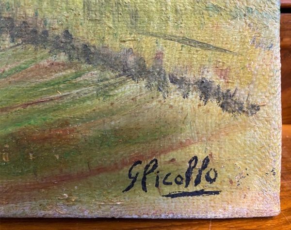 Giacomo Picollo: dipinto ad olio, paesaggio - Dettaglio della firma