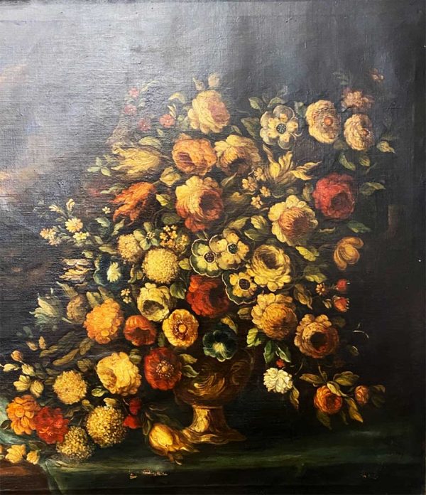 Natura morta: antico dipinto, olio su tela del XVIII secolo - Particolare