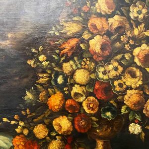 Natura morta: antico dipinto, olio su tela del XVIII secolo - Particolare