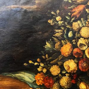 Natura morta: antico dipinto, olio su tela del XVIII secolo - Particolare
