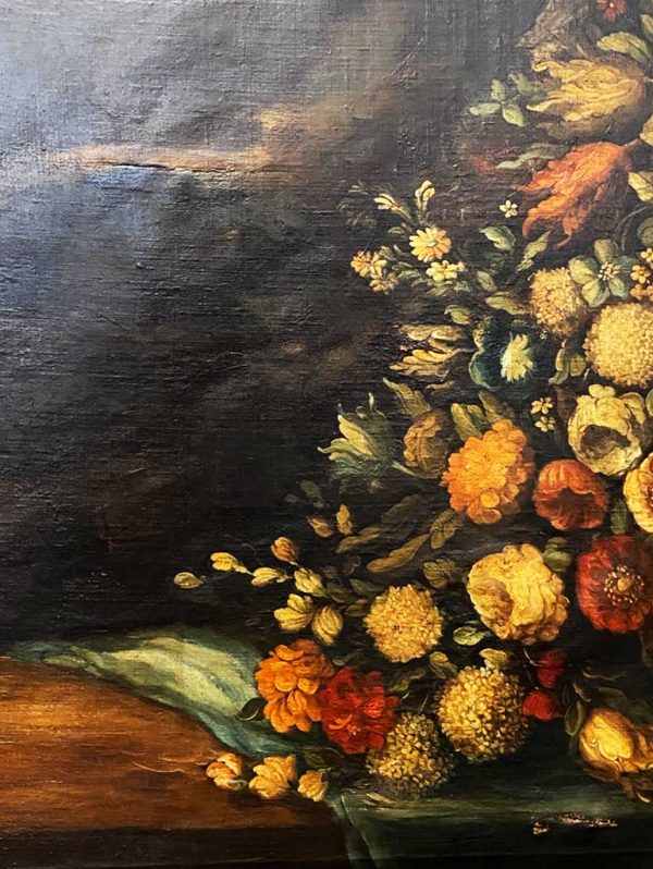 Natura morta: antico dipinto, olio su tela del XVIII secolo - Particolare