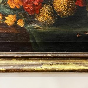 Natura morta: antico dipinto, olio su tela del XVIII secolo - Particolare della cornice