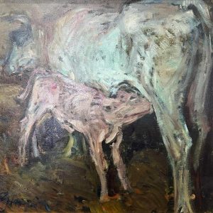 Paulo Ghiglia: “Maternità”, olio su tavola - Dettaglio